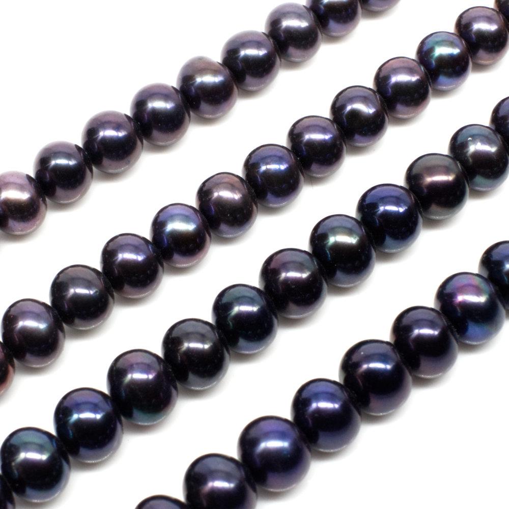 Freshwater Pearls 6 7mm Round Dark Grey   14" String for jewellery making