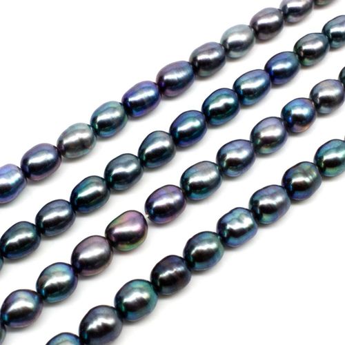 Freshwater Pearls 8x6mm Oval Grey   14" String for jewellery making