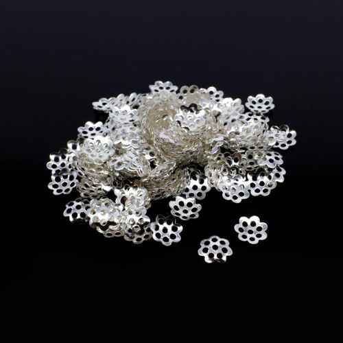 Iron Beadcap 6mm 8 Petel   Silver 200pcs for jewellery making