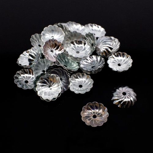 Iron Beadcap 9mm Swirl Petel   Rhodium 100pcs for jewellery making