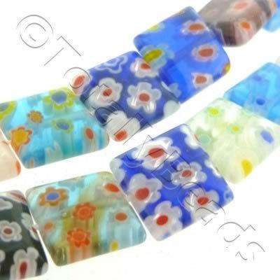 Millefiori Beads - Flat Square 12mm - Mixed