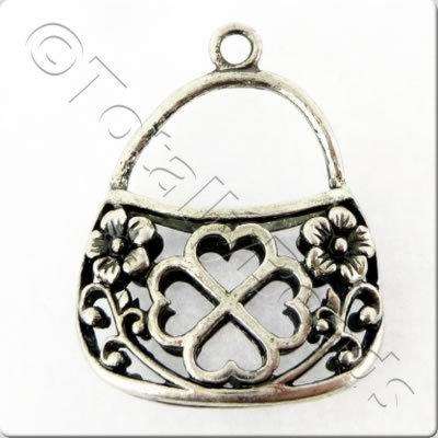 Tibetan Silver Charm - Filigree Purse 1pc