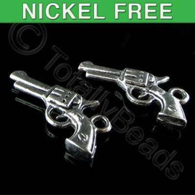 Antique Silver Charm - Gun 11mm 10pcs
