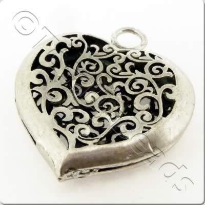 Tibetan Silver Pendant - Filigree Heart