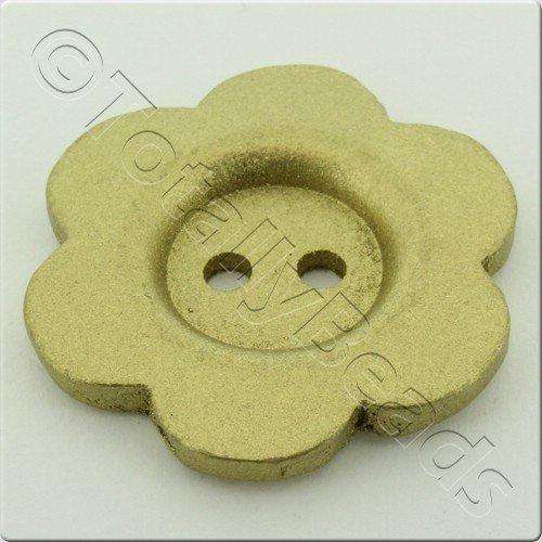 Wooden Flower Button 50mm - Gold