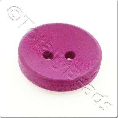 Concave Wooded Button 15mm - Hot Pink