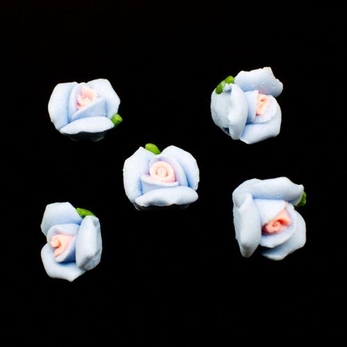 Fimo Flower Bead 10mm   Lavender Blue 4pcs for jewellery making