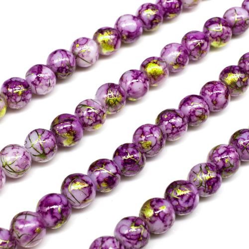 Oriental Splash Round Glass Beads 6mm   Mauve for jewellery making