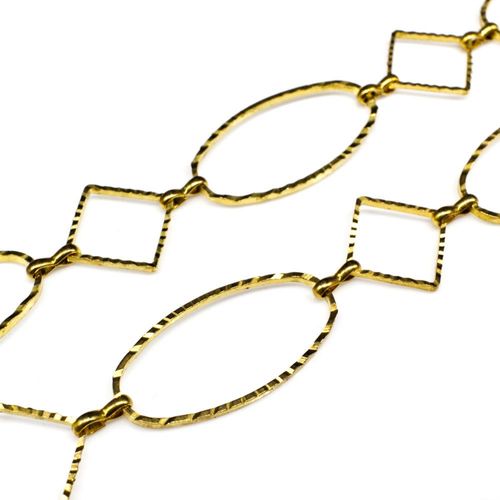 Gold Plated Chain   Etched Oval 30mm Diamond 12mm 1 metre for jewellery making