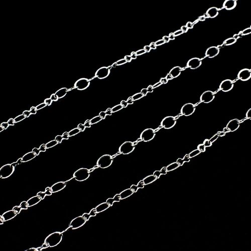 Rhodium Plated Chain   Oval 4mm & Figure 8 3mm 1 Metre for jewellery making