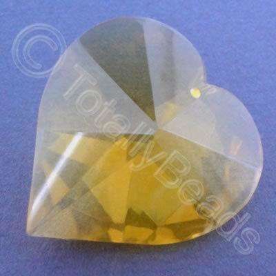 Glass Pendant Heart Yellow - 40mm