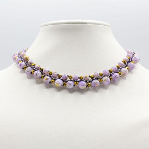 Savannah Jewellery Set gold lilac jewelry making kit — DIY set with beads and instructions for creating handmade jewelry