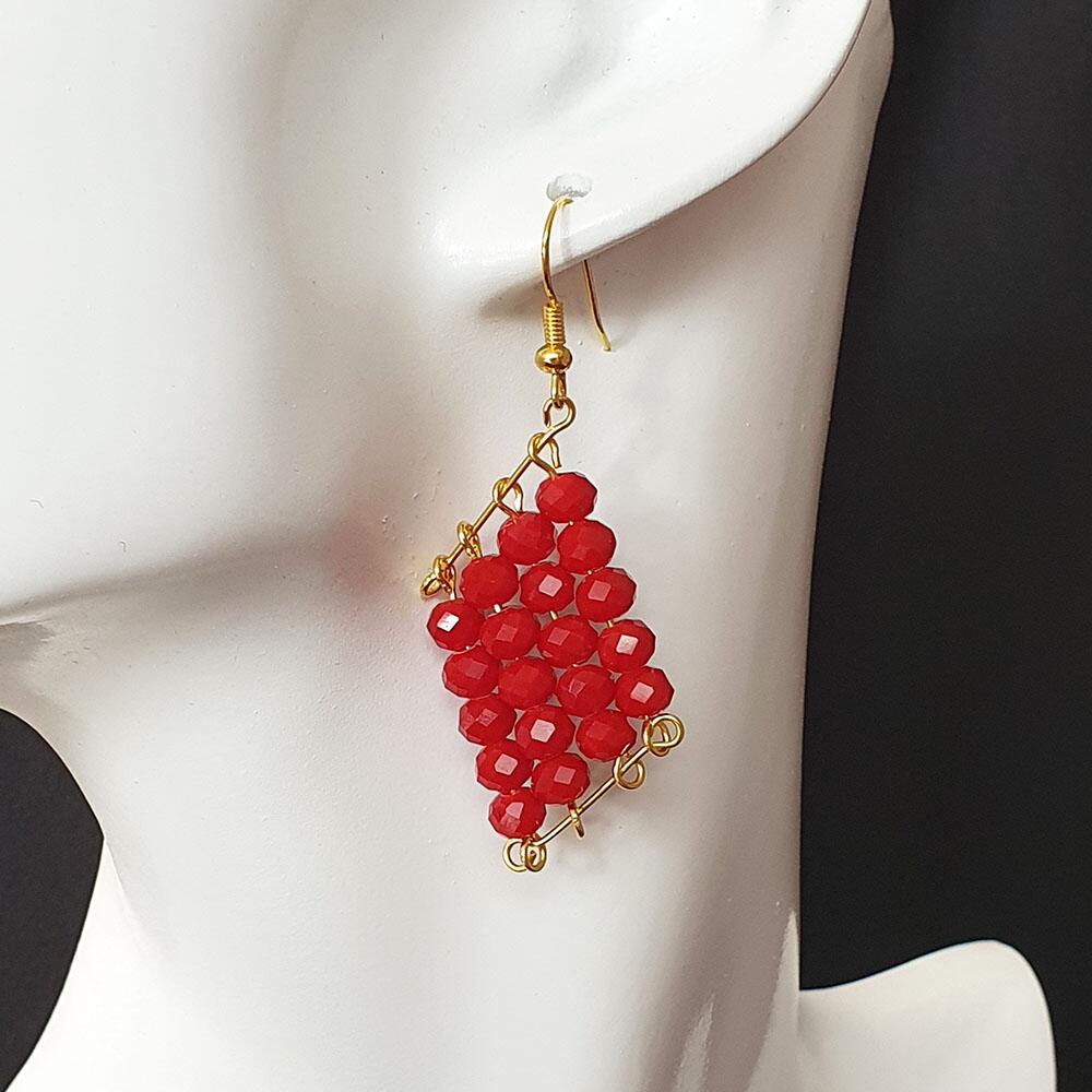 Hallie Earrings blood red earring making kit — DIY set with beads and instructions for creating handmade jewelry