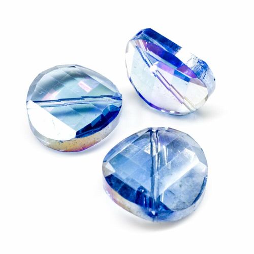 18mm crystal beads blue ab, pack of 6 — AB finish, faceted for jewelry making and beadwork
