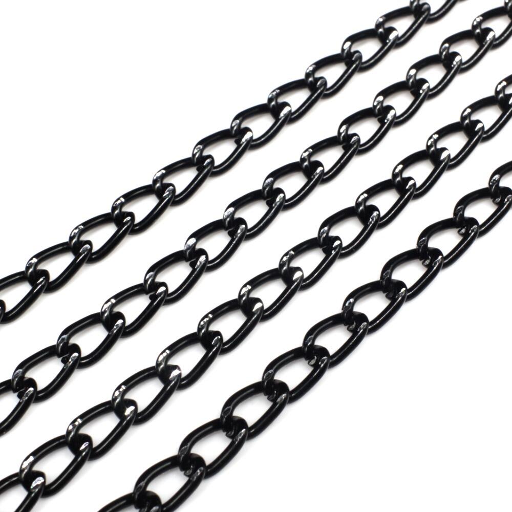Aluminium Chain Oval Curb 5x9mm   Black 1m for jewellery making