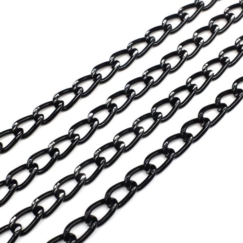 Aluminium Chain Oval Curb 5x9mm   Black 1m for jewellery making