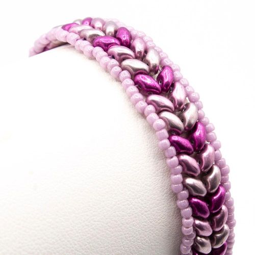 Hannah SuperDuo Bracelet pearl mauve bracelet making kit — DIY set with beads and instructions for creating handmade jewelry