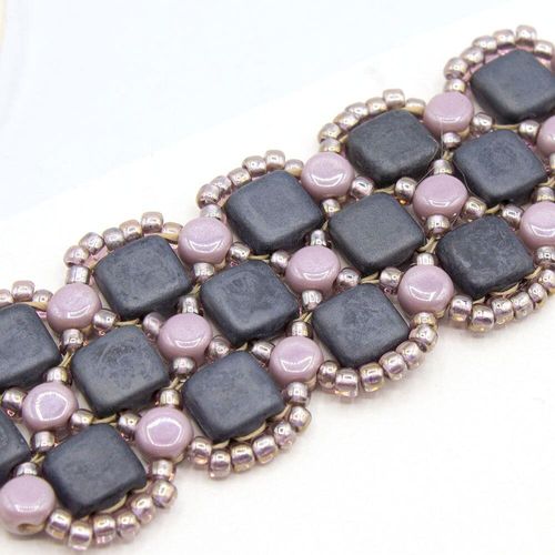 Kali Bracelet hematite lilac bracelet making kit — DIY set with beads and instructions for creating handmade jewelry