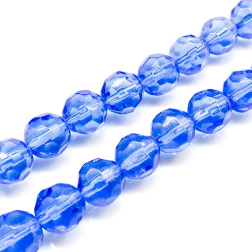 Glass Beads 12mm Facet Round   Blue 14" String for jewellery making