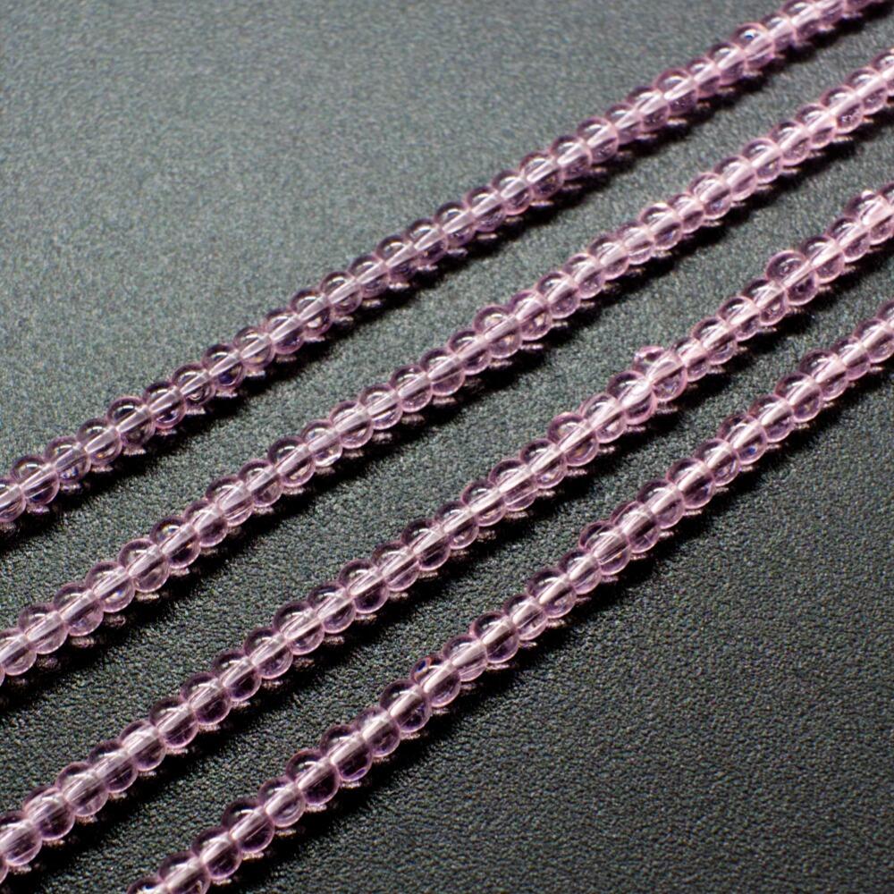 Glass Beads 3mm Round   Pink 14" String for jewellery making