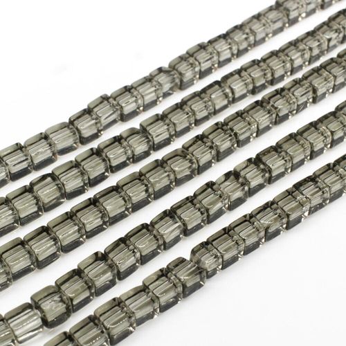 Glass Beads 4mm Cube   Grey 14" String for jewellery making
