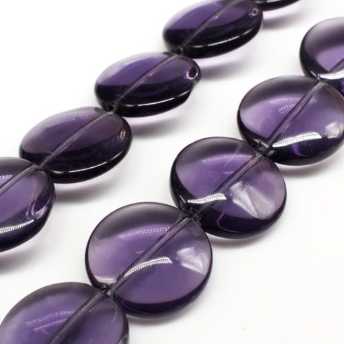 Glass Beads 18mm Disc   Purple 14" String for jewellery making