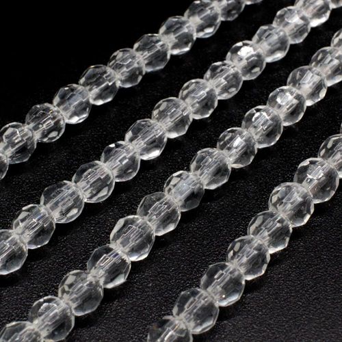 Glass Beads 5mm Facet Round   Clear 14" String for jewellery making