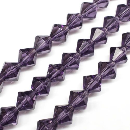 Glass Beads 8mm Rounded Bicone   Purple 14" String for jewellery making