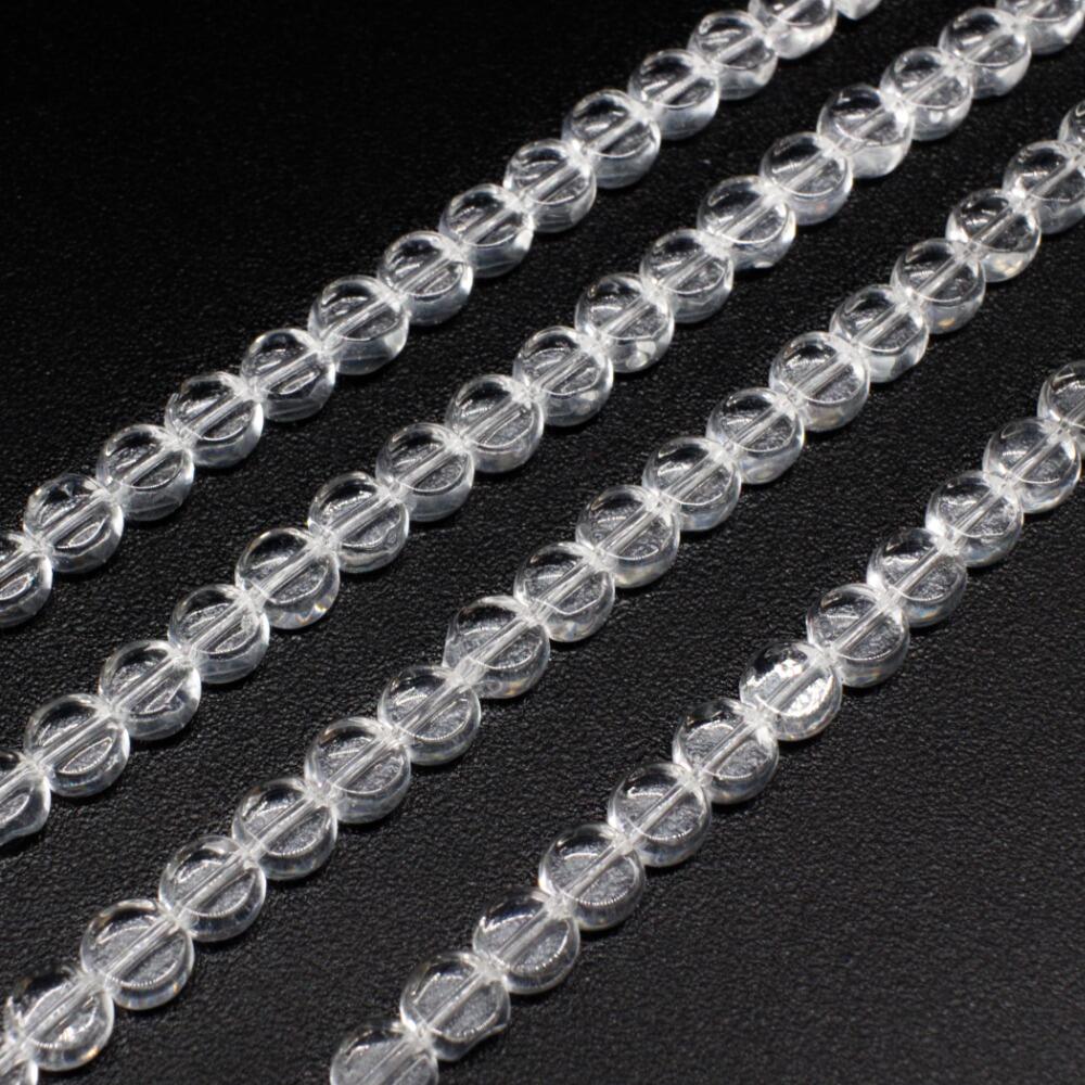 Glass Beads 4mm Disc   Clear 14" String for jewellery making