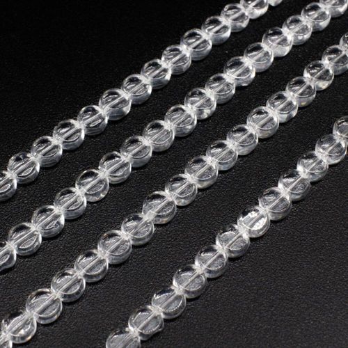 Glass Beads 4mm Disc   Clear 14" String for jewellery making