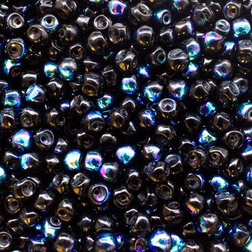 8/0 Glass Seed Beads, Iris Round, Peacock Blue, Iabout 3mm in diameter,  hole: 0.8mm, about 10000pcs/bag