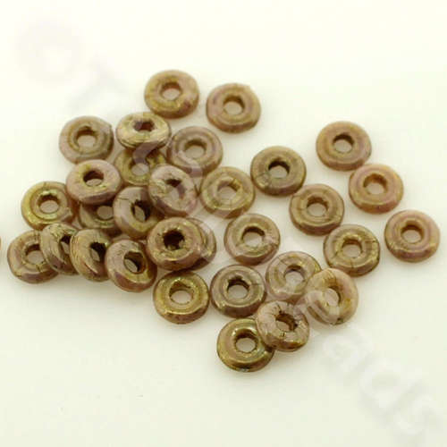 4mm Czech glass glass beads ring 4mm 5g 180pcs - luster opq gold white — pack of 5, high-quality two-hole beads ideal for jewelry making,…