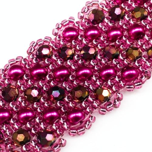 Dahlia Bracelet Makes 3 magenta rainbow bracelet making kit — DIY set with beads and instructions for creating handmade jewelry