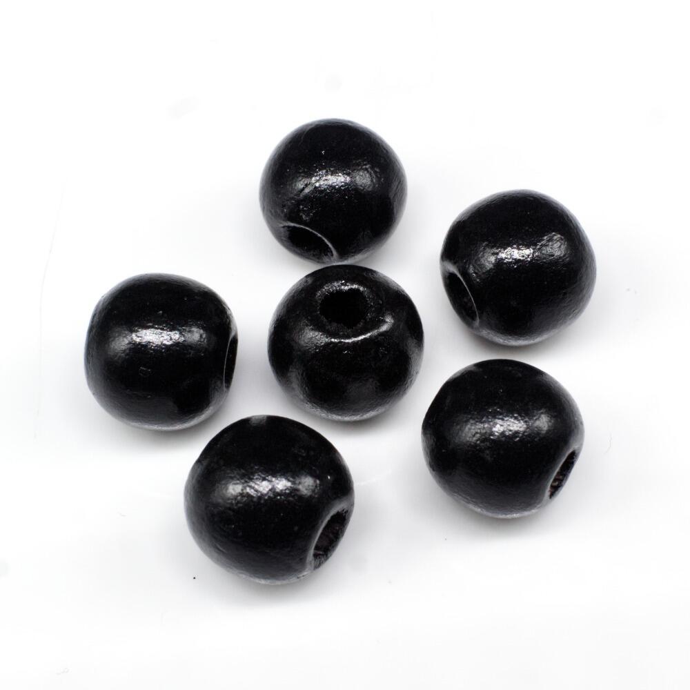 Wooden Bead   Round 12mm Black 20pcs for jewellery making