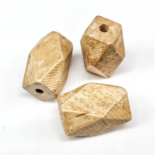 Wooden Bead   Facet Cuboid 22mm Natural 8pcs for jewellery making