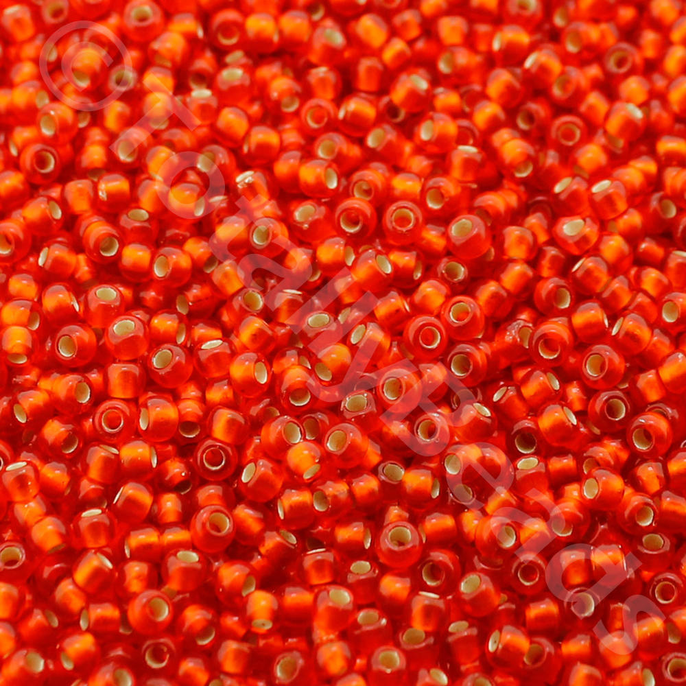 Toho Size 11 Seed Beads 10g - Silver Frost Lt Siam Ruby