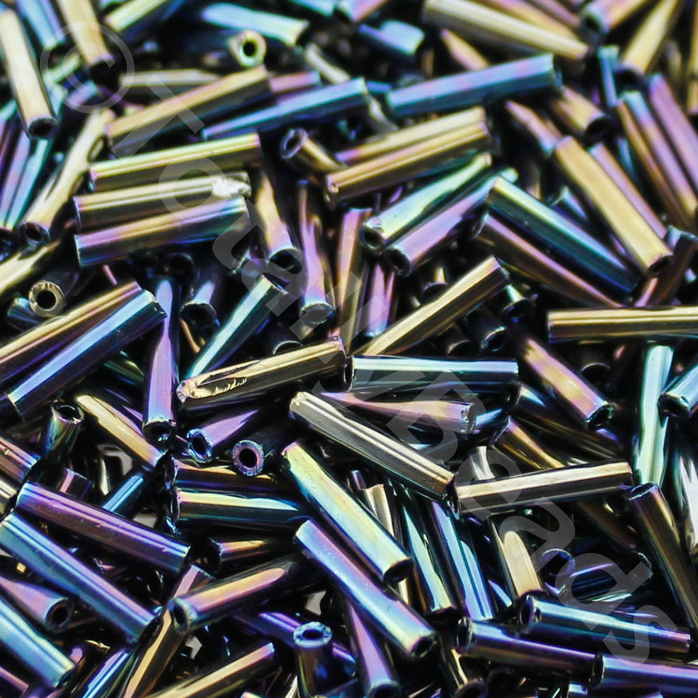 Toho 9mm Bugle Beads 10g - Metallic Rainbow Iris