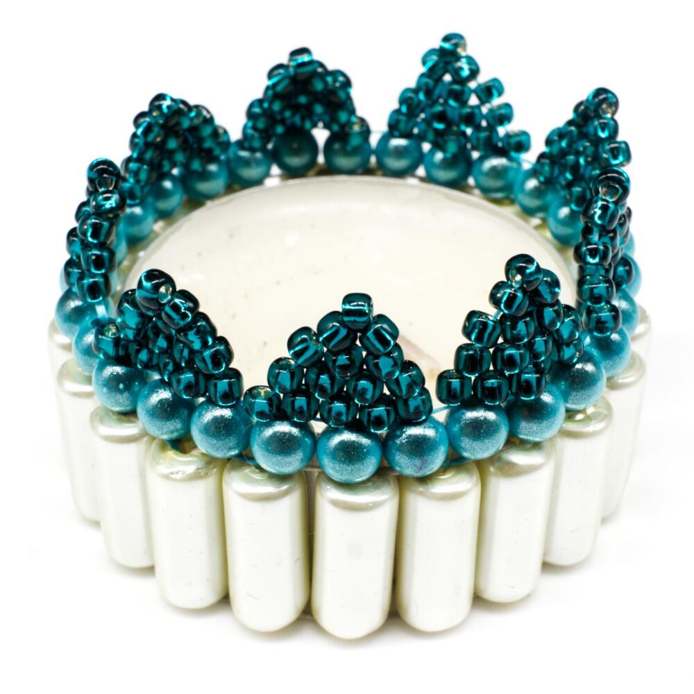 Christmas Tealight Tubular Holder Makes 3 teal jewelry making kit — DIY set with beads and instructions for creating handmade jewelry