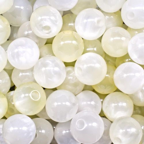 Acrylic Illusion Beads Round 12mm 20pcs   Ivory for jewellery making