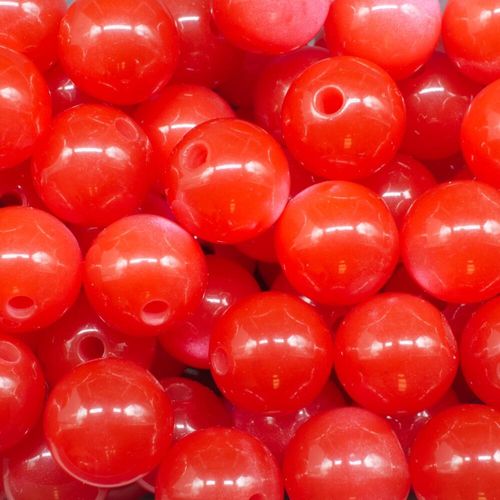 Acrylic Illusion Beads Round 14mm 15pcs   Red for jewellery making