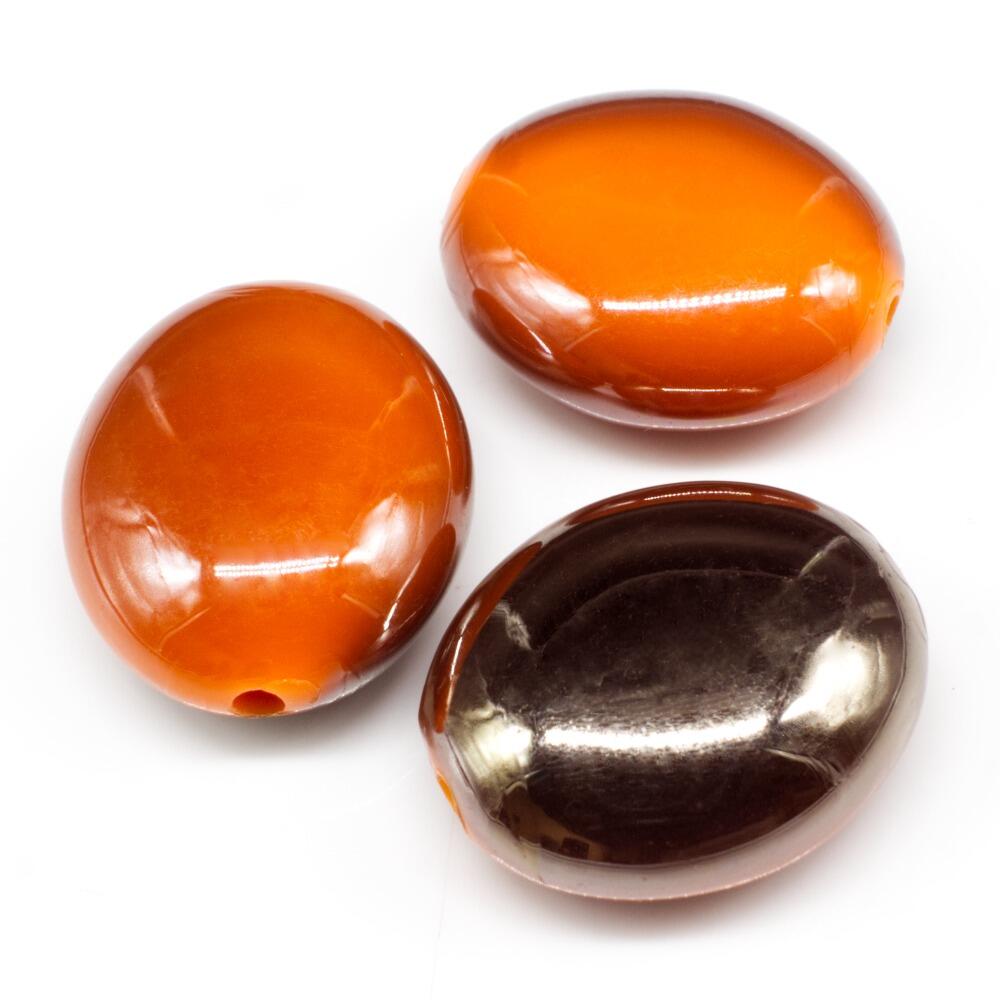 Acrylic Shadow Oval Beads 23mm 8pcs   Orange for jewellery making