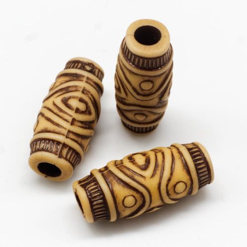 Acrylic Imatation Bone Tube Beads 20mm 15pcs   Cream for jewellery making