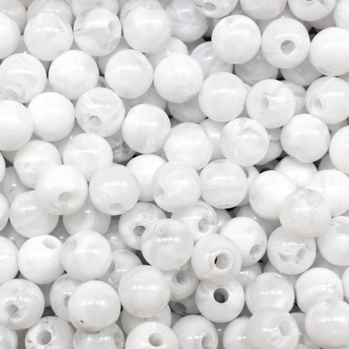 Acrylic Marble Beads Round 7mm 50pcs   White for jewellery making