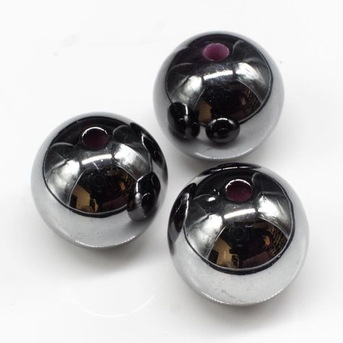 Acrylic Gunmetal Black Round Beads 17mm 6pc for jewellery making