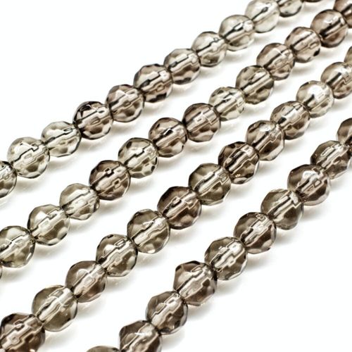 Glass Beads 5mm Facet Round   Grey 14" String for jewellery making