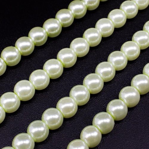 Glass Pearl Round Beads 6mm   Lime Green for jewellery making