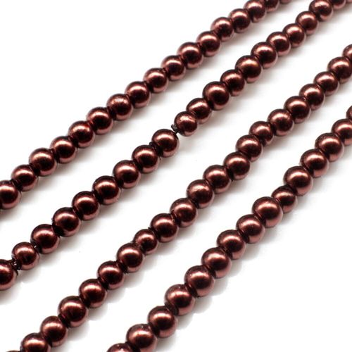 Glass Pearl Round Beads 4mm   Dark Brown for jewellery making