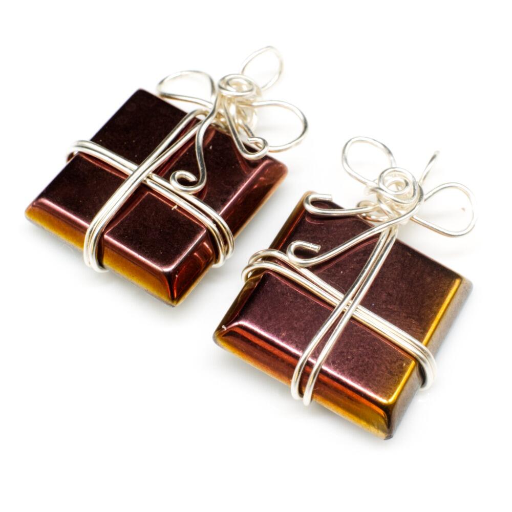 Wire Wrapped Christmas Presents bronze jewelry making kit — DIY set with beads and instructions for creating handmade jewelry
