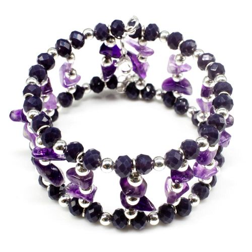 Alina Gemstone Bracelet dark amethyst bracelet making kit — DIY set with beads and instructions for creating handmade jewelry