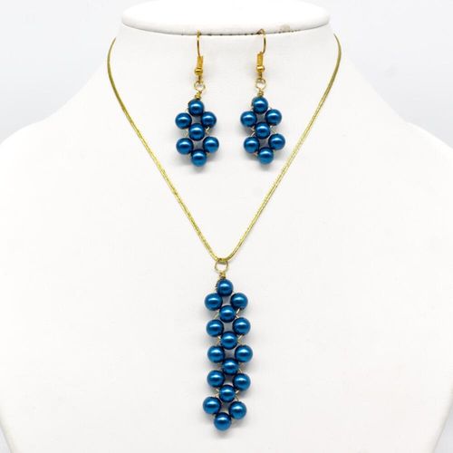 Kya Pendant & Earring Set royal blue earring making kit — DIY set with beads and instructions for creating handmade jewelry